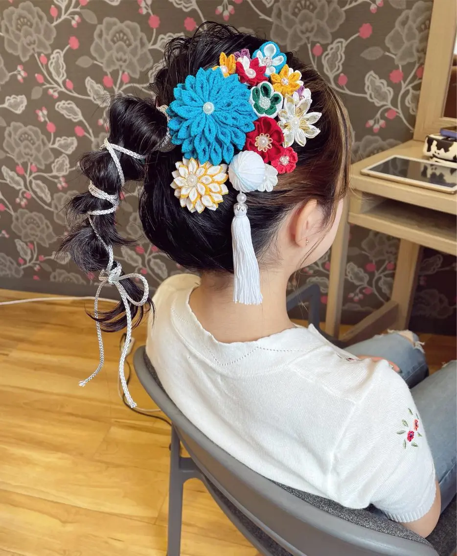 ミディアム カラー ヘアアレンジ 成人式 ヘアセット 北九州美容室 🕊️わかな✂︎のヘアスタイル