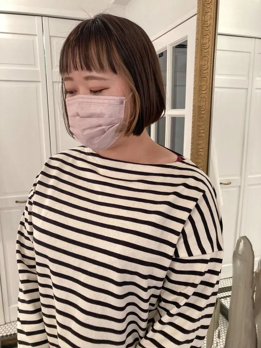 ショート カラー インナーカラー ボブ カット ヘアカラー お洒落ベージュ🤎 代官山shibukiのヘアスタイル