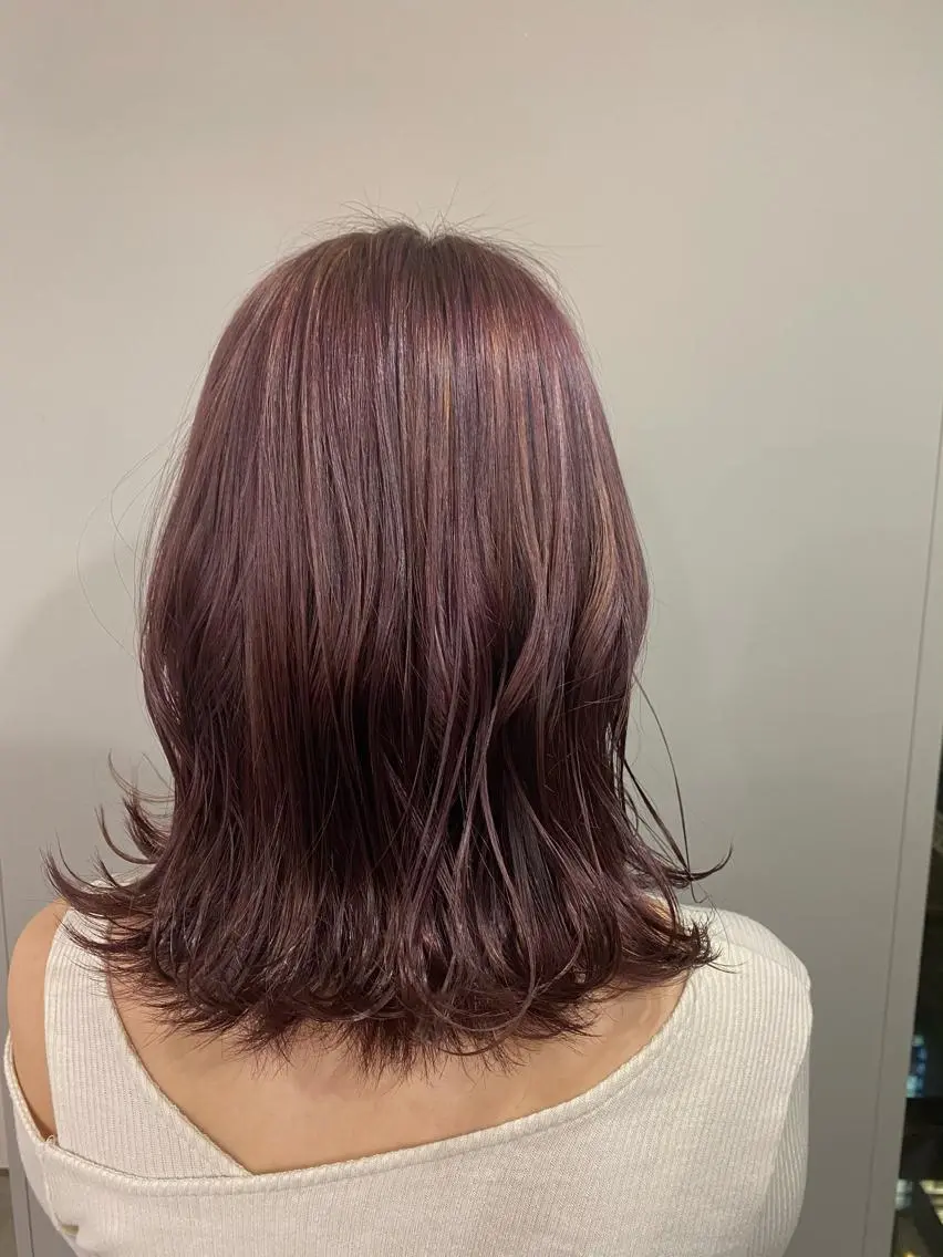 ミディアム カラー ヘアアレンジ ブリーチ ピンクカラー ピンクパープル パープルカラー ボブ /ニュアンス/ satomi🧸💖のヘアスタイル