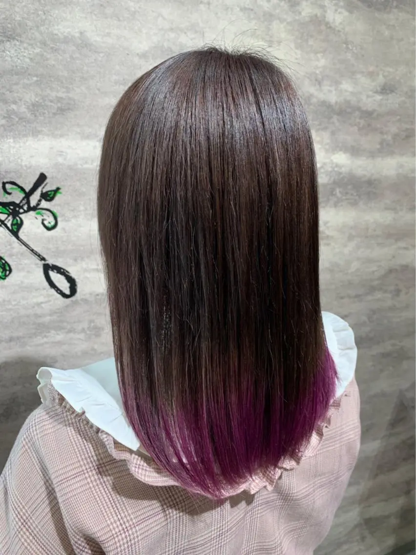 ミディアム カラー ピンクカラー ピンクパープル パープルカラー Blanco Color&Careのヘアスタイル