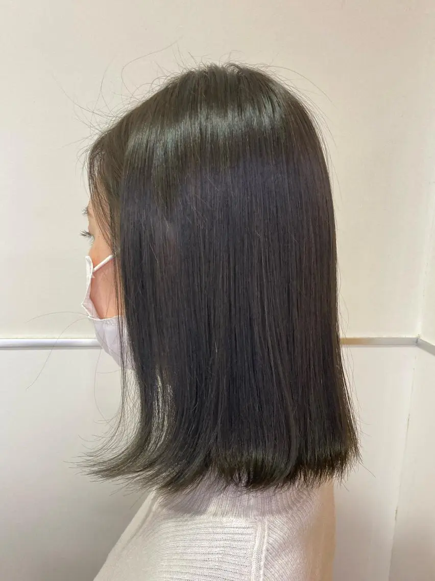 ミディアム カラー ブリーチ ブリーチなしカラー Yamamoto 半個室美容室zinaのヘアスタイル