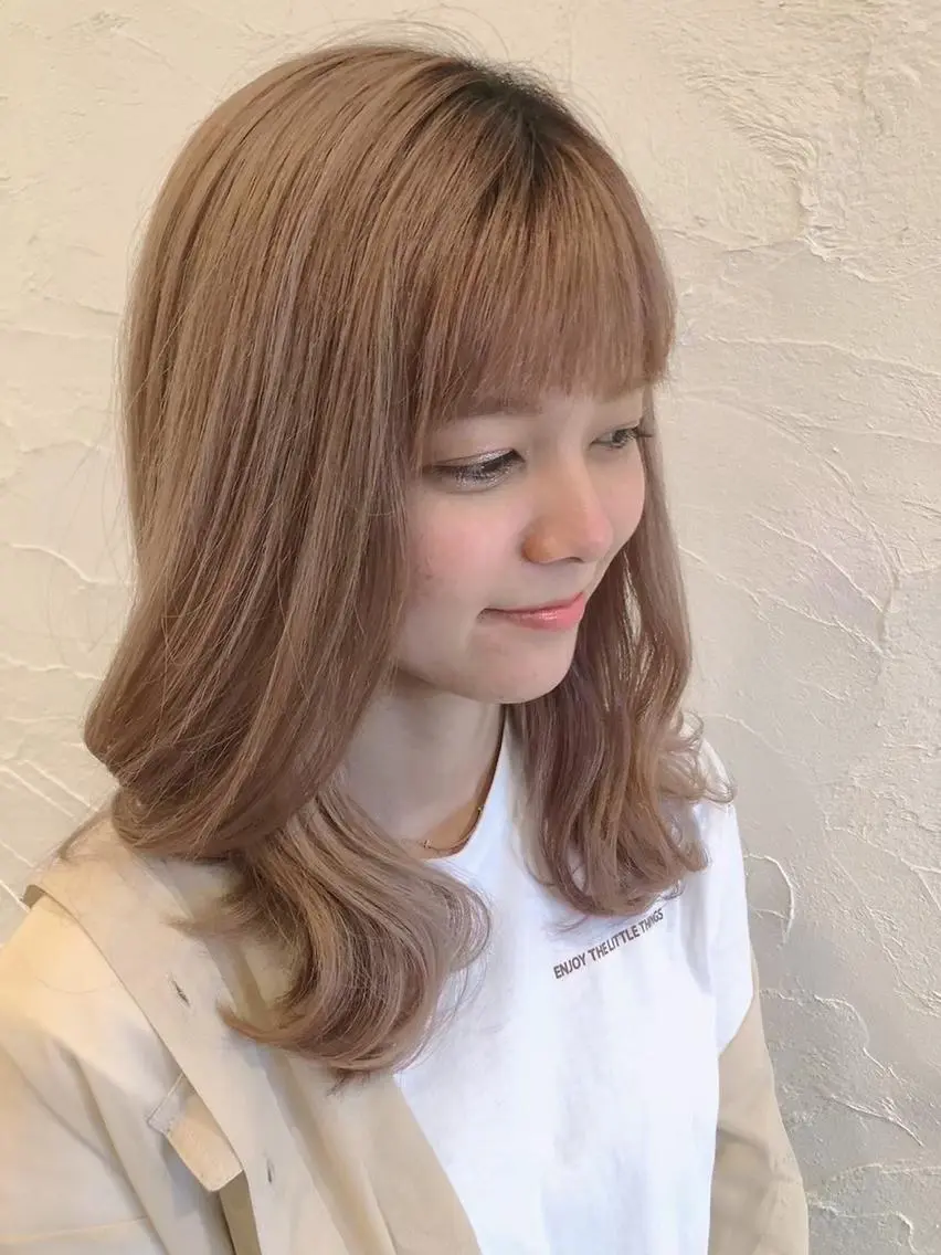 セミロング カラー ヘアアレンジ アイブロウ バレイヤージュ ブリーチ ケアブリーチ 透明感カラー デザインカラー 🔆韓国 norika🔆のヘアスタイル