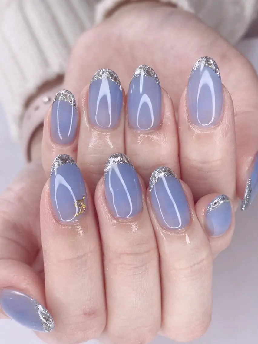 ネイル アニマル柄 アートネイル フレンチネイル ガラスフレンチ キラキラネイル Ｎail Ｓalon ertiのネイルデザイン