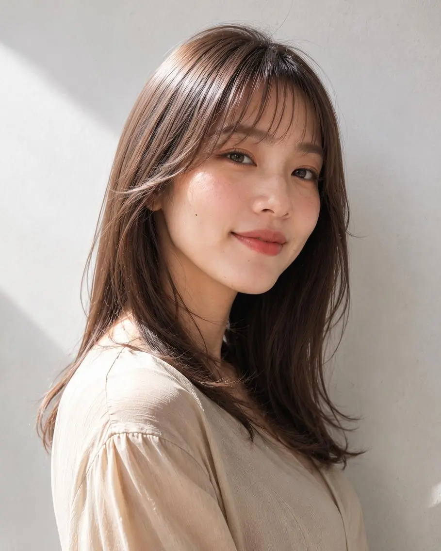 セミロング 女性カット&カラー モデル⭐️大坂望心のヘアスタイル