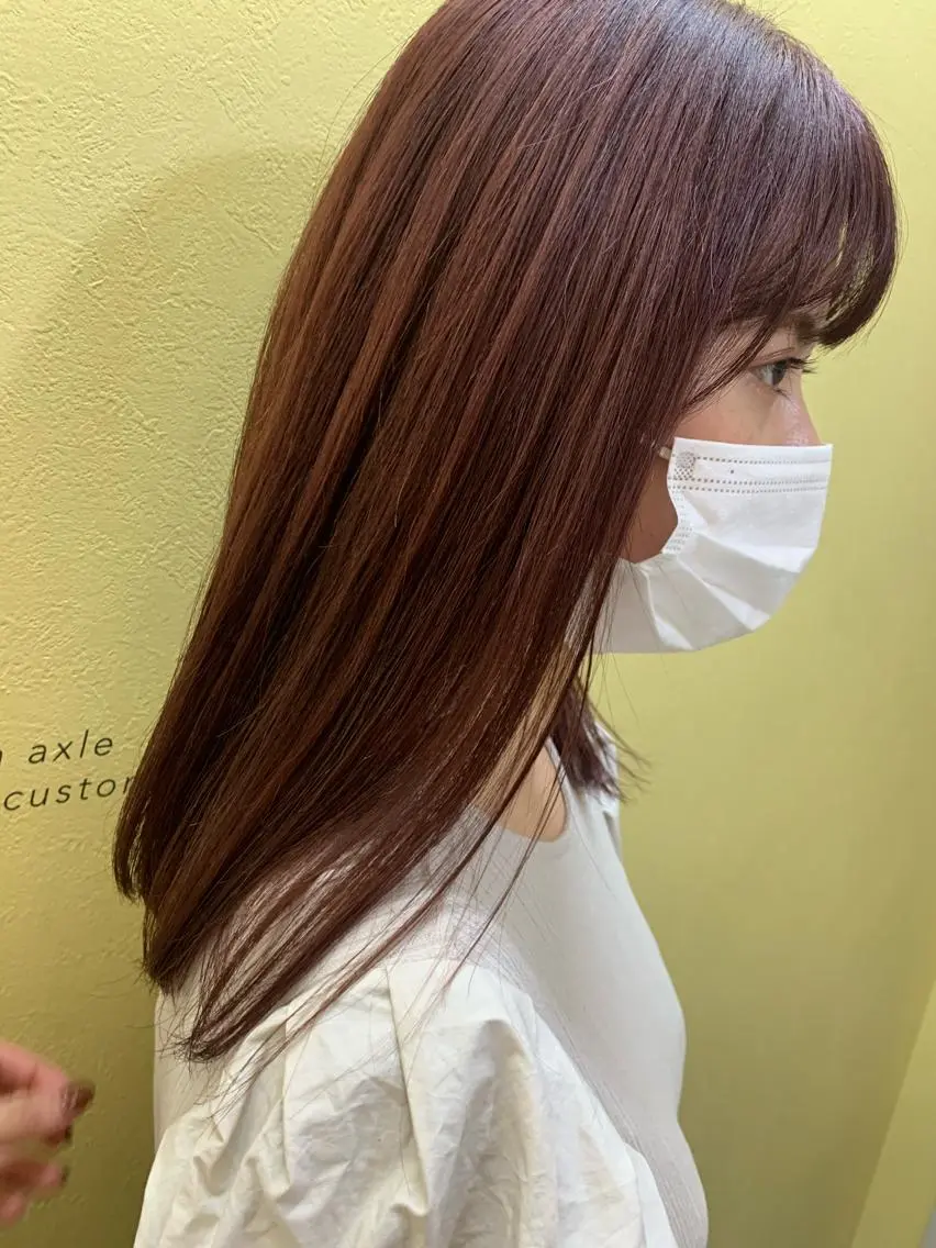 ミディアム カラー ブリーチ ピンクカラー カット ヘアカラー トリートメント hubhair レイヤー/透明感のヘアスタイル