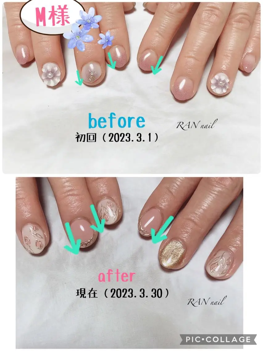 ネイル 入学式 フラワーネイル フットネイル ジェルネイル グラデーション RAN nailのネイルデザイン