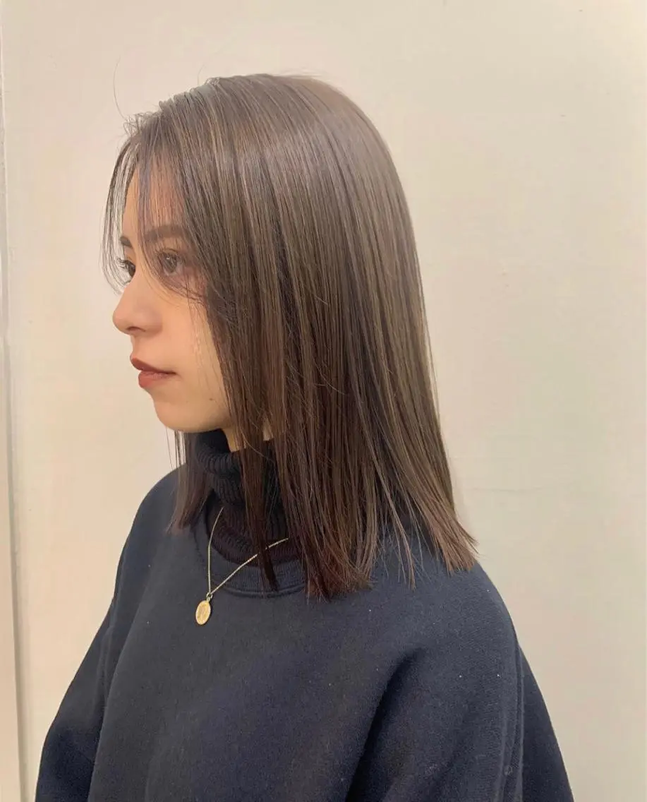 ミディアム カラー 透明感カラー グレージュ ヘアカラー トリートメント まろやか透明感カラー ♡MANAのヘアスタイル