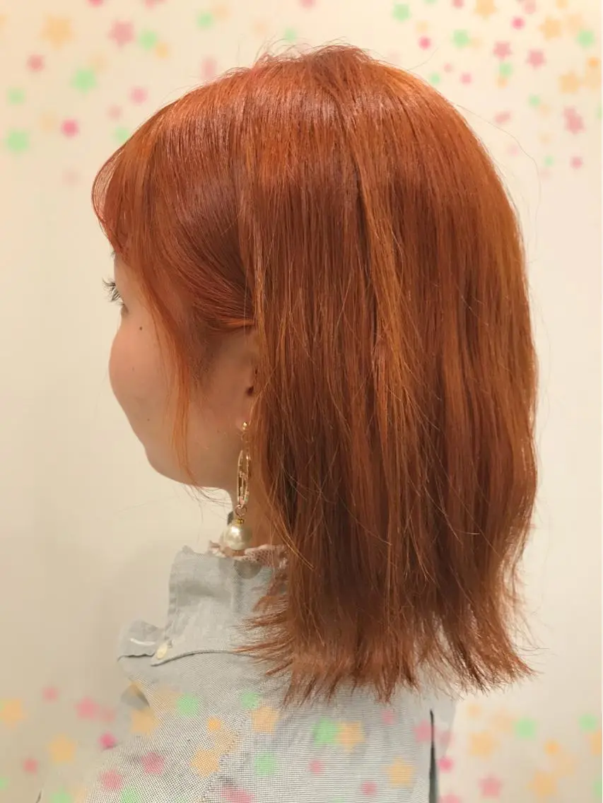 ミディアム カラー オレンジ 新宿駅近♡個室 ♡関口三都季🌜のヘアスタイル