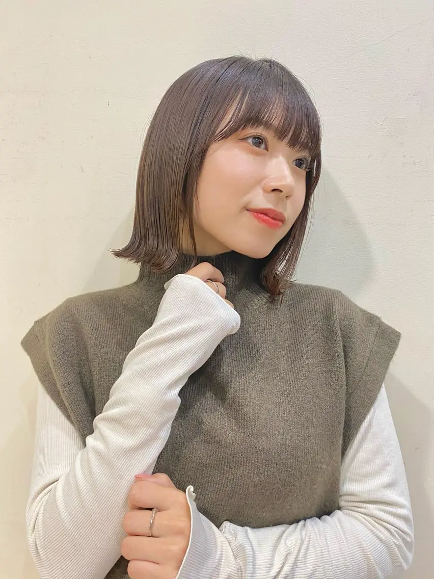 ショート カラー 透明感カラー ボブ 顔周りカット 髪質改善 ショートヘア 似合わせ屋さん / ボブ・レイヤーのヘアスタイル
