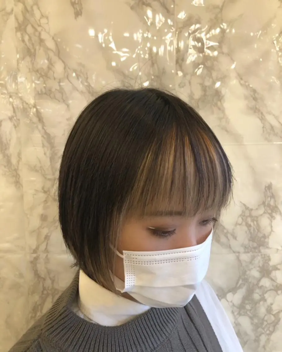 ショート カラー ミストバング  フェイスフレーミング ハイライトカラー ハイライト 🟦西荻窪メンズ特化 美容師🟦Yu-Jiのヘアスタイル