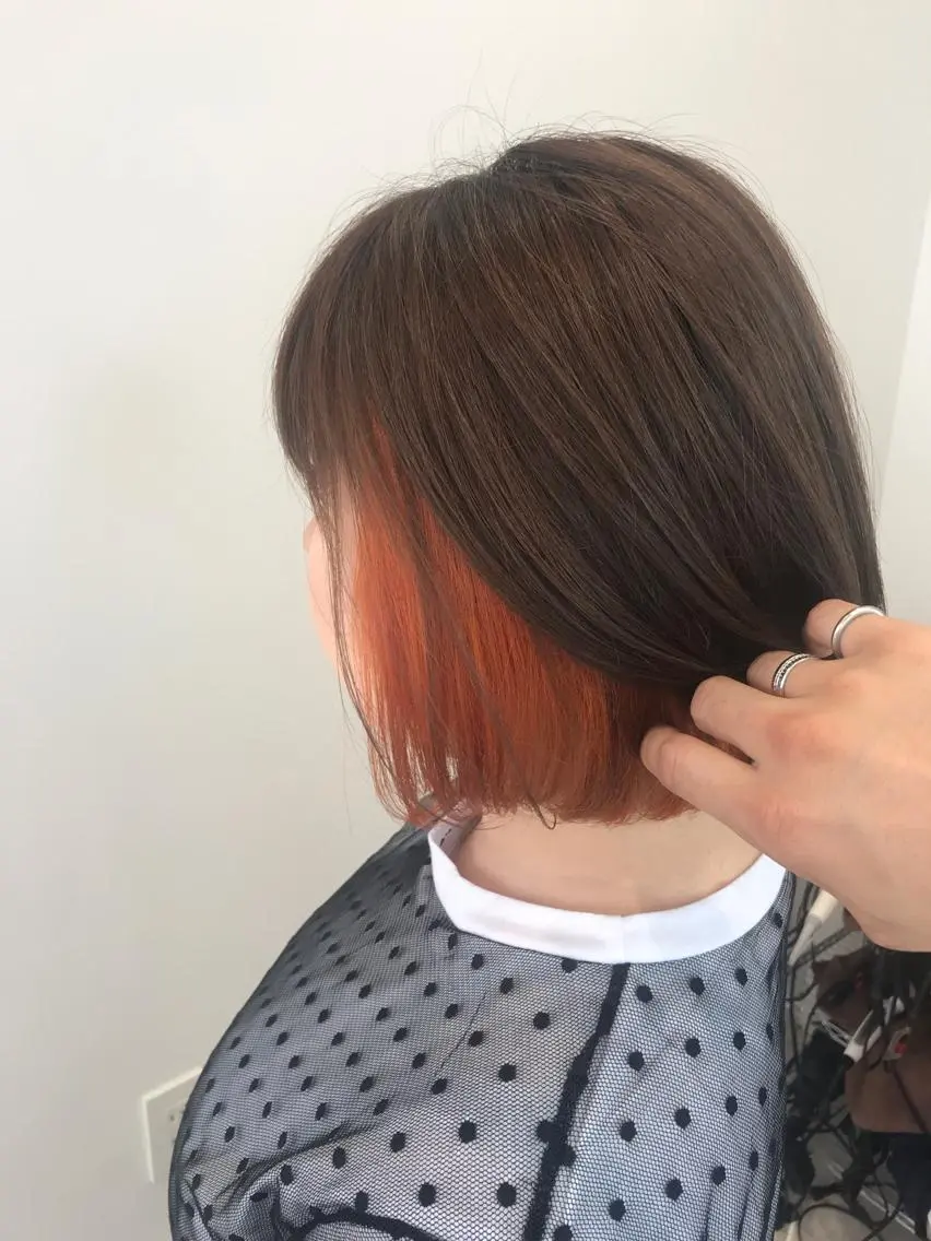 ショート カラー オレンジ カット ヘアカラー トリートメント インナーエクステ渋谷 🦋KAJIのヘアスタイル
