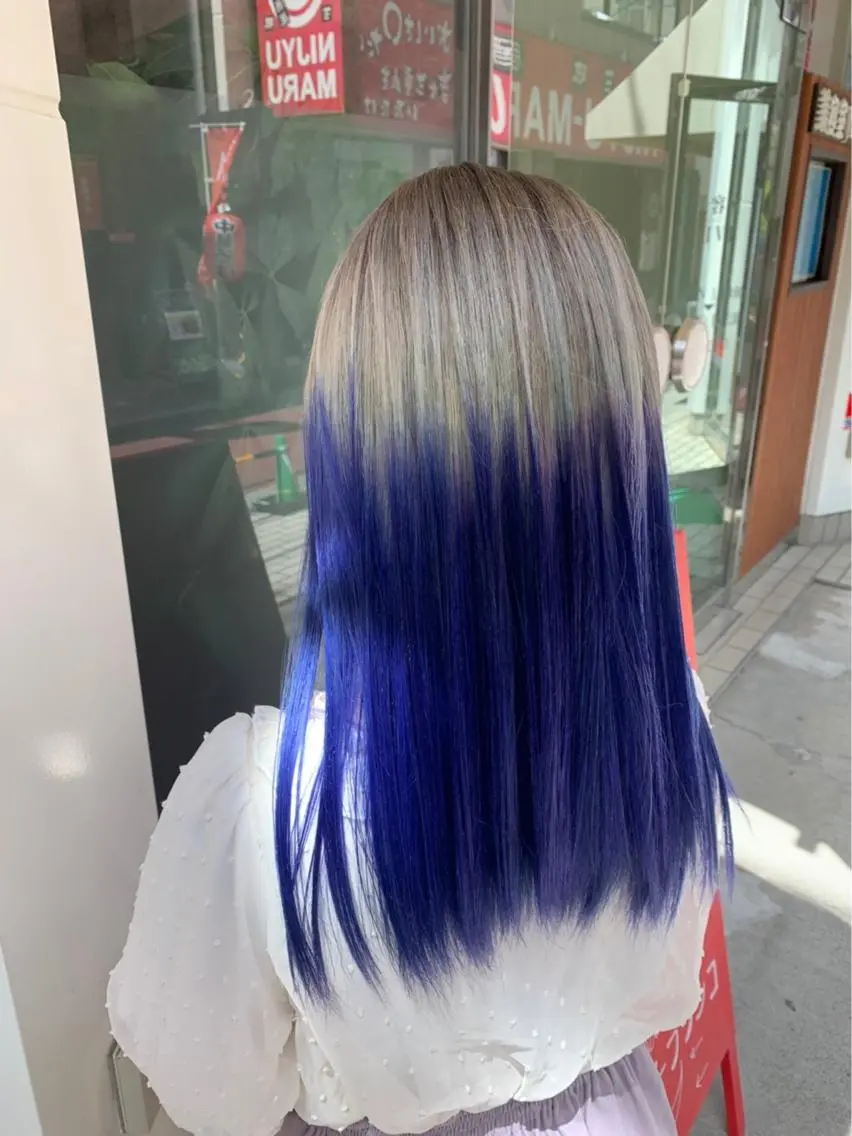 セミロング カラー ベージュカラー ブルーカラー ホワイトベージュ 🫟Blanco🫟 Color&Careのヘアスタイル