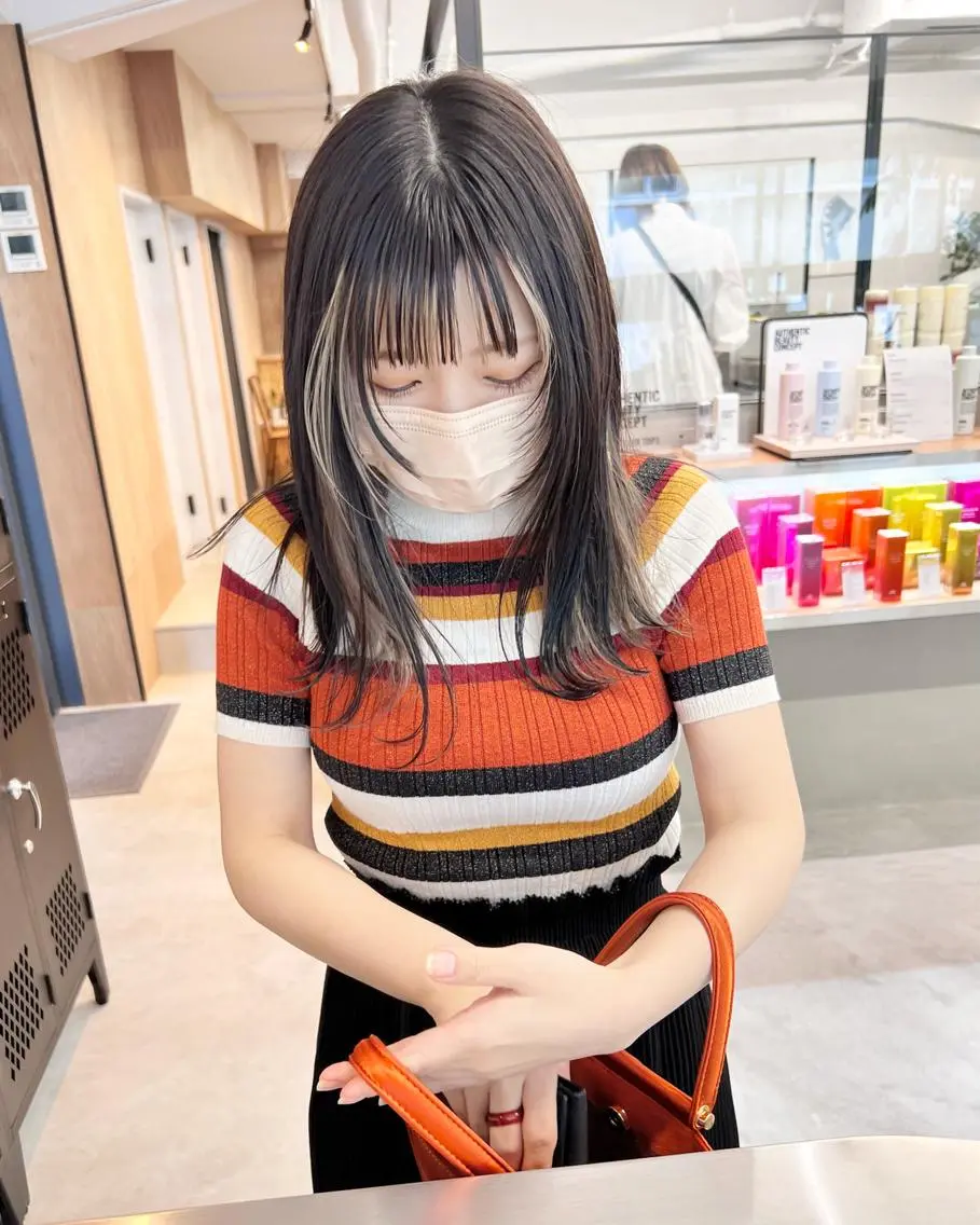セミロング カラー 顔周りカット カット ヘアカラー トリートメント 樫原裕二/レイヤー カット/透明感カラーのヘアスタイル