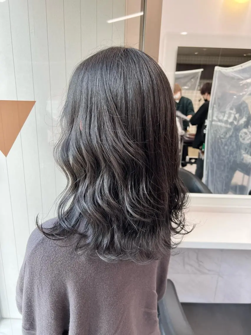 ミディアム カラー パーマ ヘアアレンジ メンズ キッズ ネイル マツエク・マツパ 上品＆韓国風 🥀海心🥀のヘアスタイル