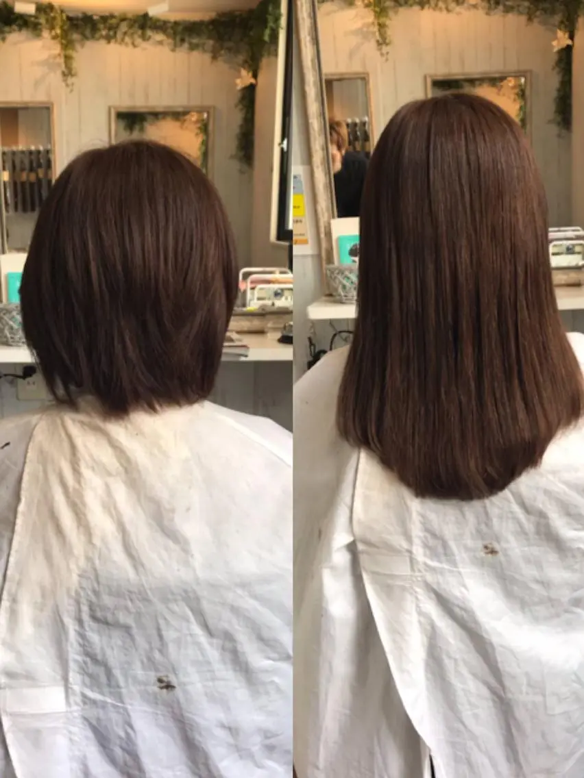 ロング カラー ヘアアレンジ 大阪レミーエクステ チビ編み込みのヘアスタイル