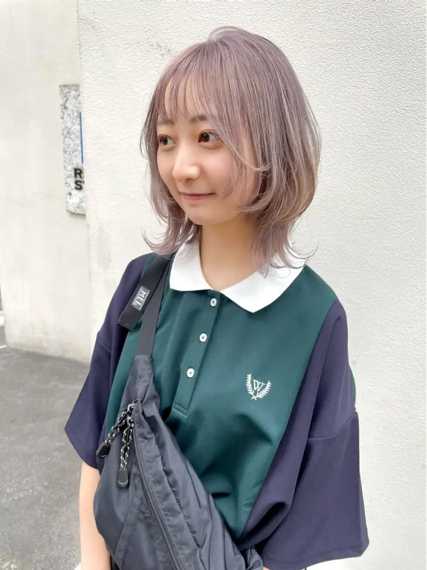 ミディアム カラー ヘアアレンジ ベージュカラー ラベンダーカラー ラベンダーベージュ ウルフカット カット ヘアカラー トリートメント ヘッドスパ ヘアセット 〽️magico/ ウルフDaiki〽️のヘアスタイル