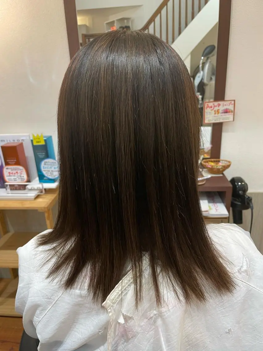 ミディアム カット 縮毛矯正 トリートメント 浅香山✨美髪✨ やまもとあきこのヘアスタイル