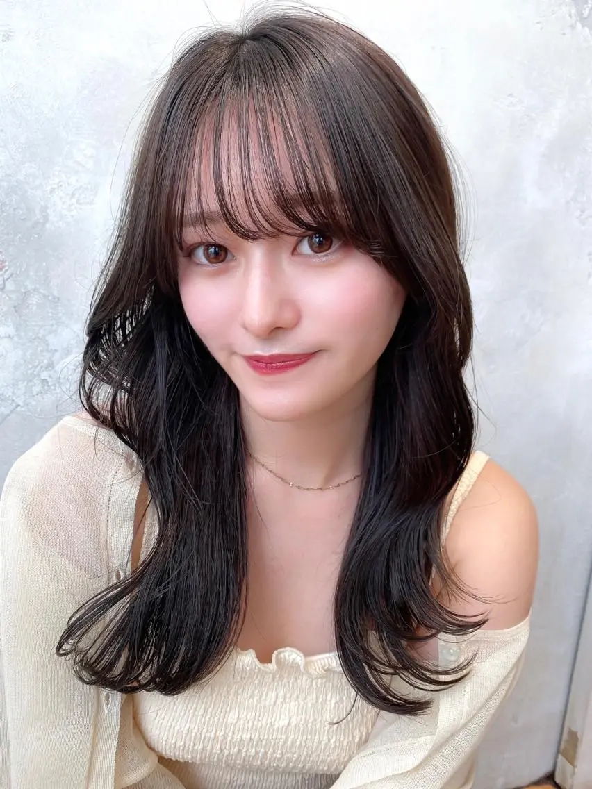 セミロング カラー ベージュカラー ブラウンカラー ブラウンベージュ くびれヘア 顔周りカット 顔周り/くびれヘア 韓国ヘア💕風間るなのヘアスタイル