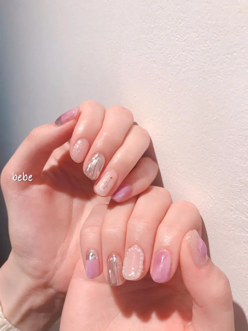 ネイル 大理石ネイル(マーブル) ミラーネイル ニュアンスネイル ハンドネイル Ann nailのネイルデザイン