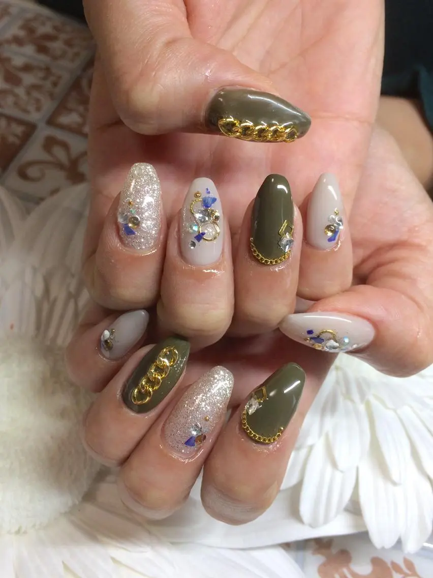 ネイル ラメ(グリッター) ハンドネイル Nailsalon E's cafeのネイルデザイン