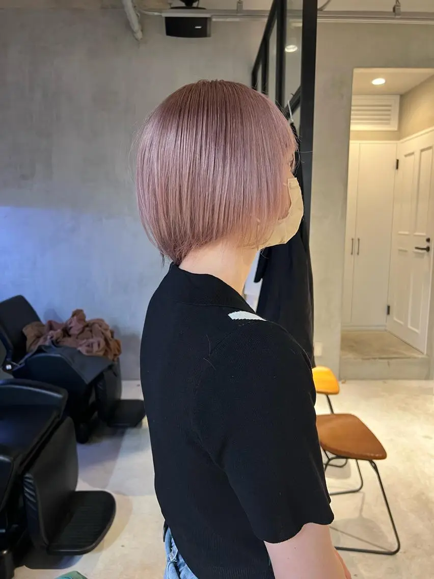 ミディアム カラー ベージュカラー ブリーチ ピンクカラー ピンクベージュ fifth大川 尚輝のヘアスタイル