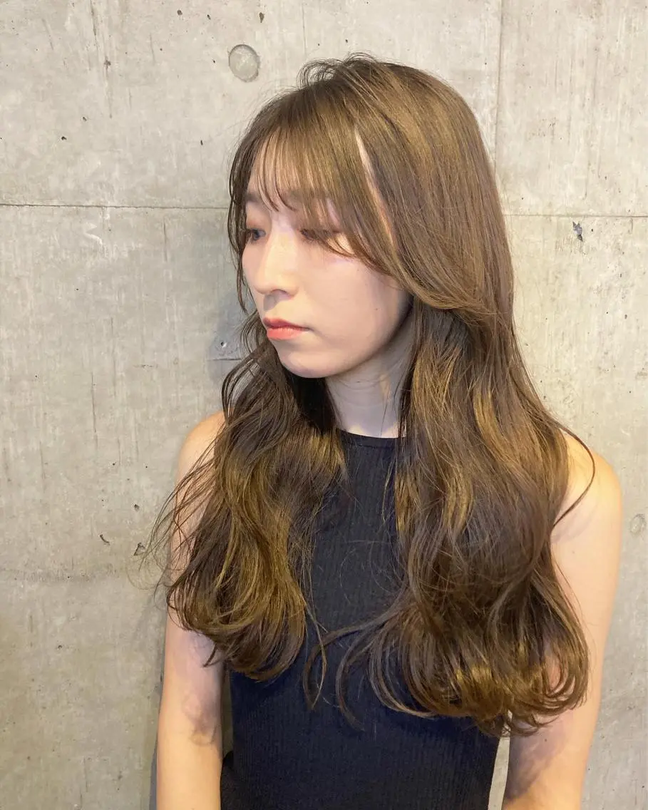 ロング ボブ ハイライト ロング おくれ毛 ✂︎岡根 京花✂︎のヘアスタイル