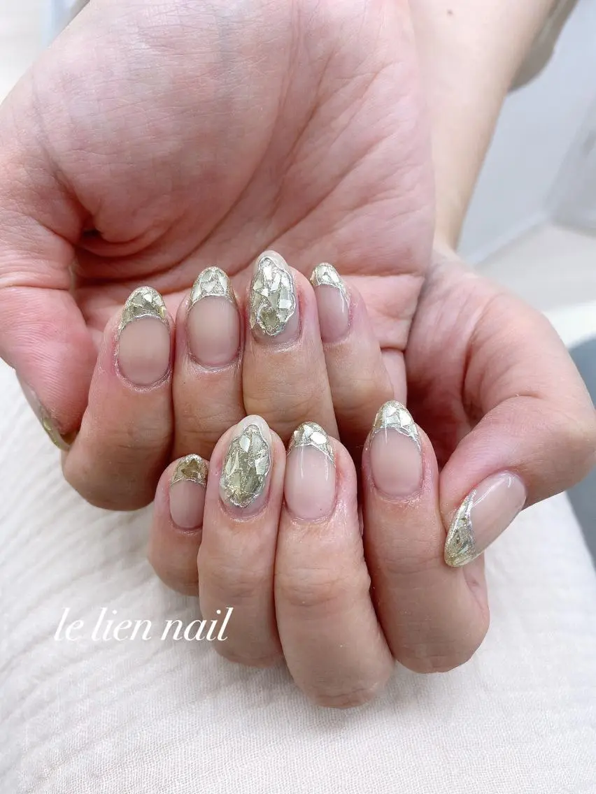 ネイル アートネイル フレンチネイル ガラスフレンチ le lien nailのネイルデザイン