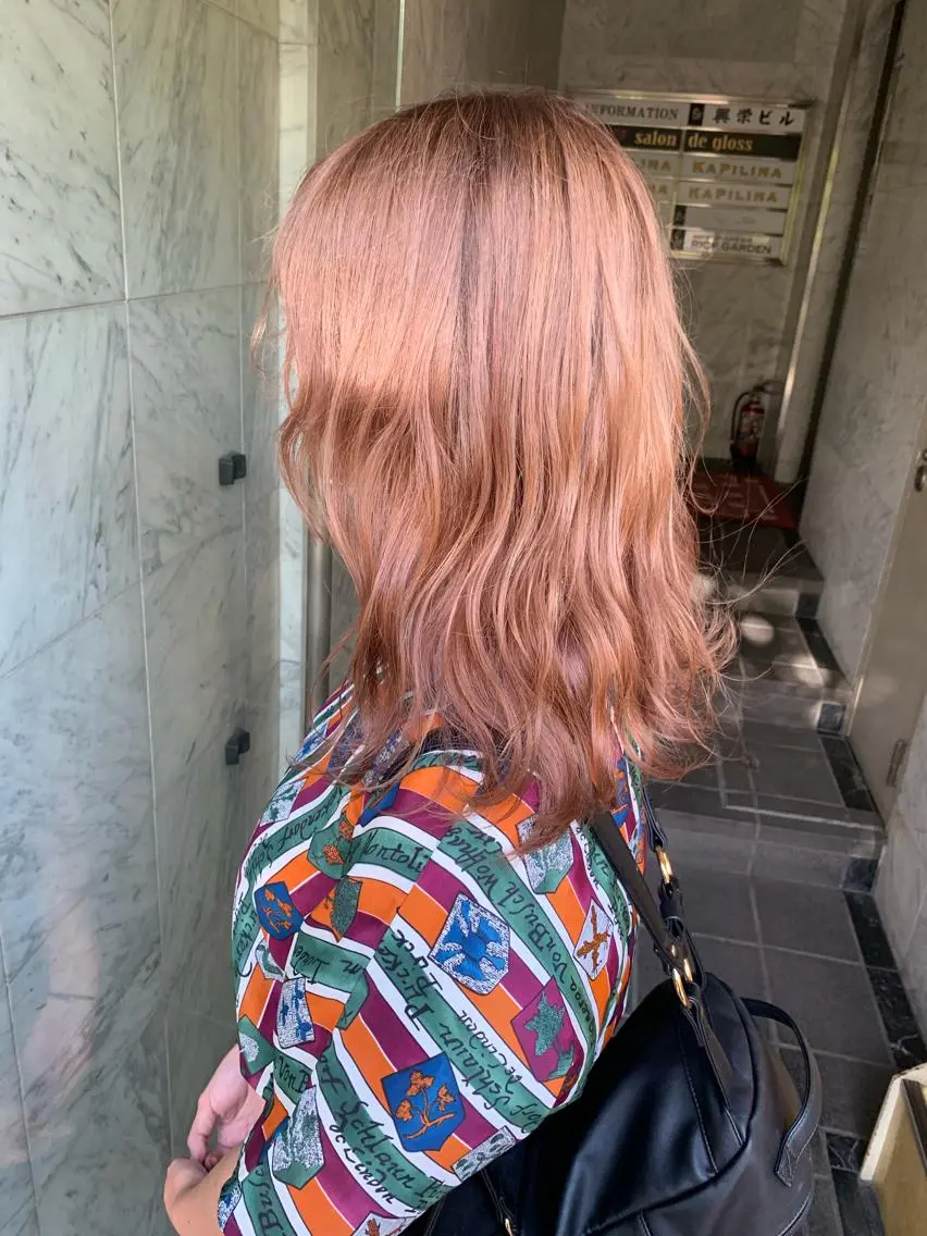 セミロング カラー ベージュカラー ピンクカラー ピンクベージュ 🧡色落ちまで2度 楽しめる🧡ヨシキのヘアスタイル