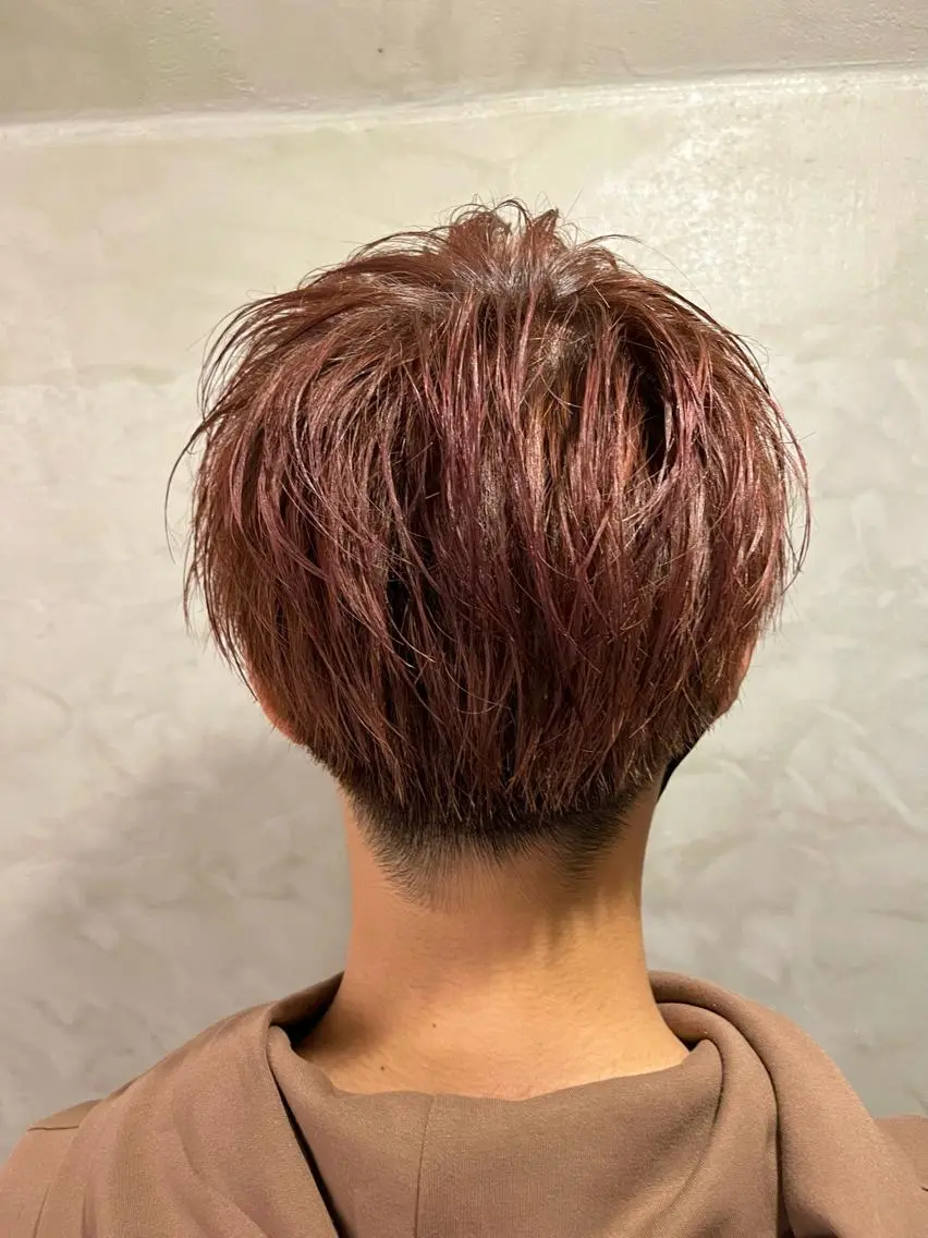 カラー メンズ マッシュ レッドカラー ヘアカラー 透明感カラー/ ブリーチ無し/RYOのヘアスタイル