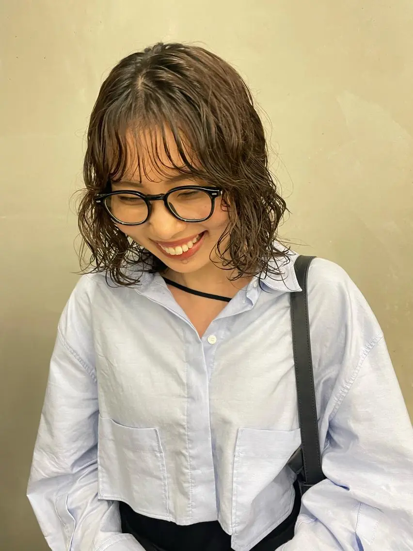 ミディアム パーマ カット パーマ トリートメント 佐伯 和佳のヘアスタイル