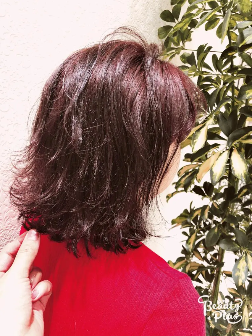 ミディアム カラー レッドカラー カット ヘアカラー トリートメント 難しい髪質の縮毛矯正 高岡/射水/髪質改善のヘアスタイル