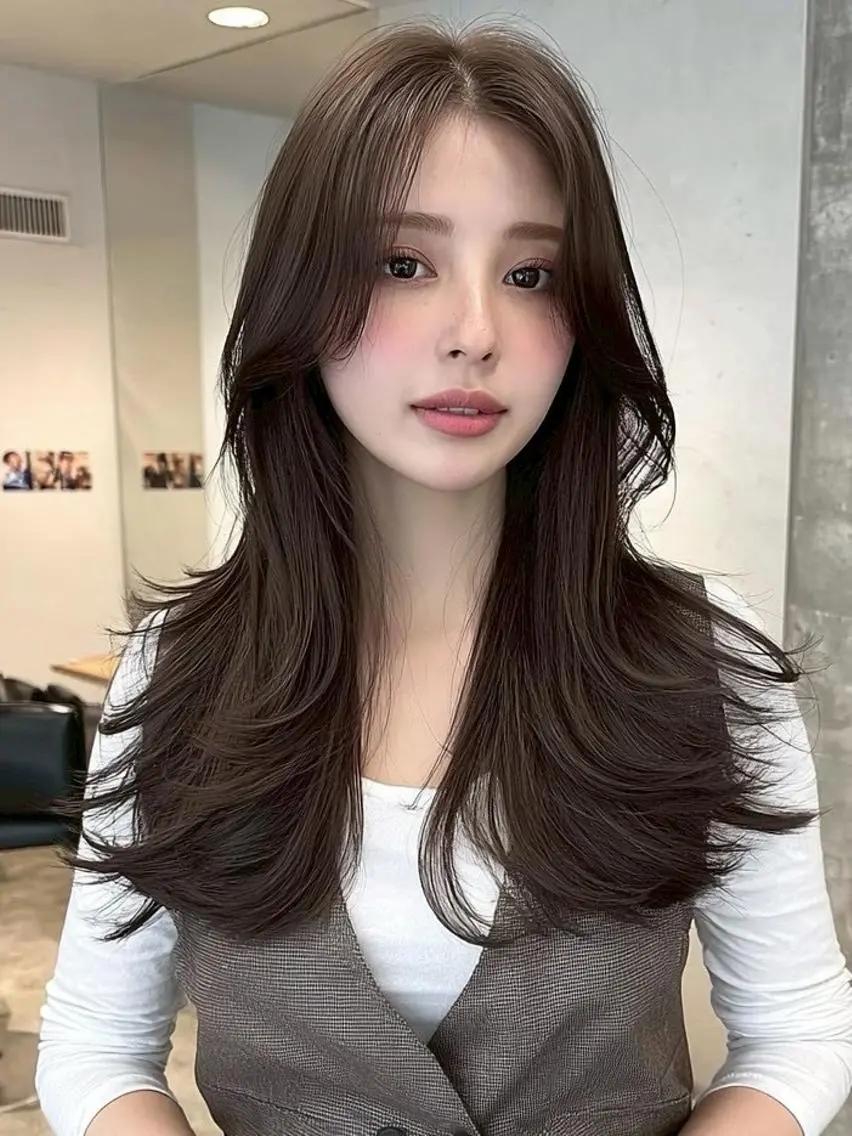 セミロング 韓国風ヘア レイヤーカット カット ヘアカラー トリートメント KANA/天王寺 🎀🫧のマツエク・マツパデザイン