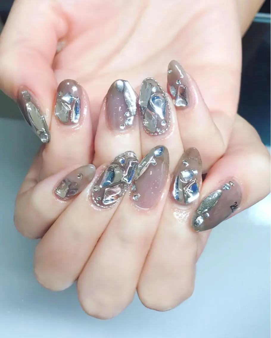 ネイル アートネイル ジェルネイル キラキラネイル ストーンネイル Nyanco Nailのネイルデザイン