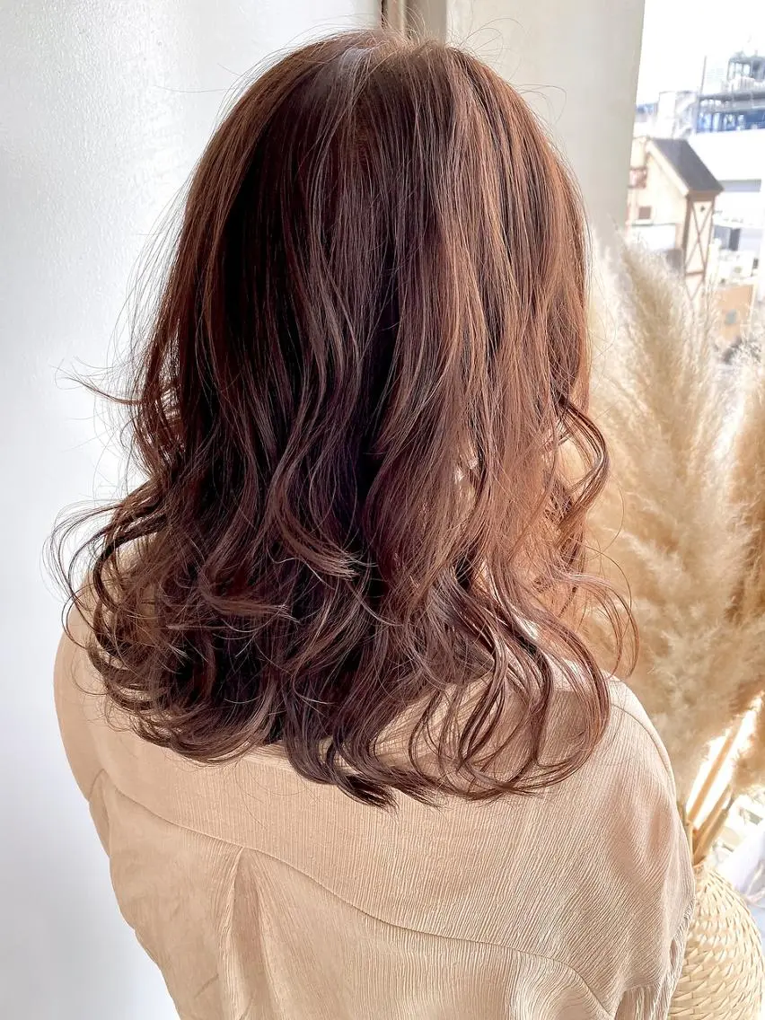 カラー ミディアム ピンクカラー ANGELICA 難波店のヘアスタイル