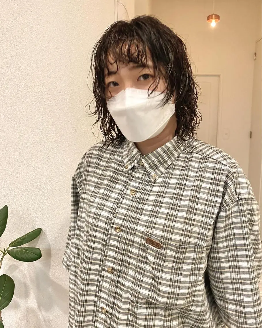 ミディアム パーマ ショート& パーマ　坂本のヘアスタイル