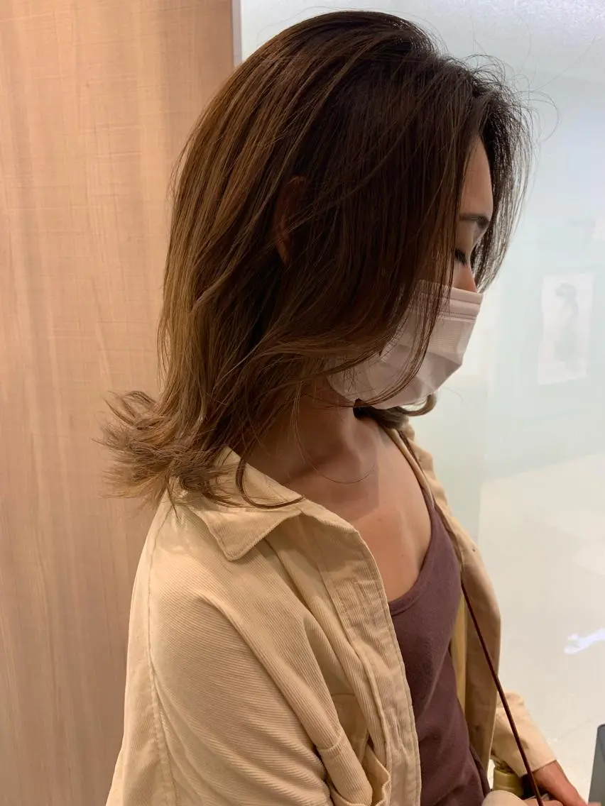ミディアム カラー ヘアカラー トリートメント 似合わせカラー/艶 髪質改善/ヨシザキのヘアスタイル