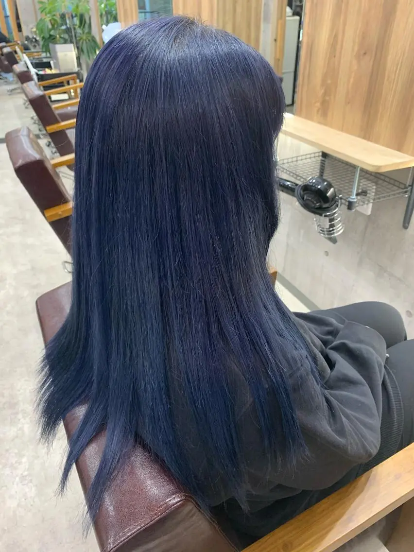 ロング カラー バレイヤージュ ブリーチ ブルーカラー ブルーバイオレット ダブルカラー ヘアカラー memento 斎藤大覚のヘアスタイル