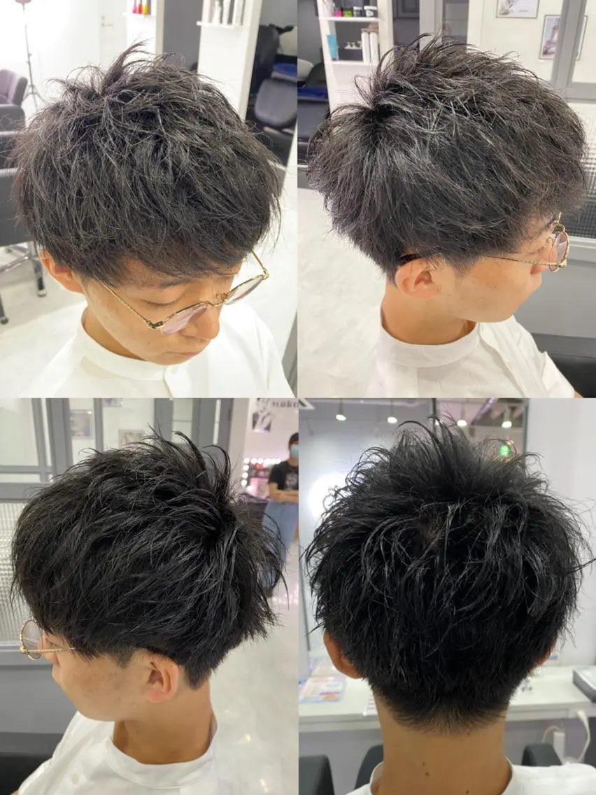 ショート カラー パーマ ヘアアレンジ メンズ 🔥メンズパーマ 特化 渡辺一翔のヘアスタイル