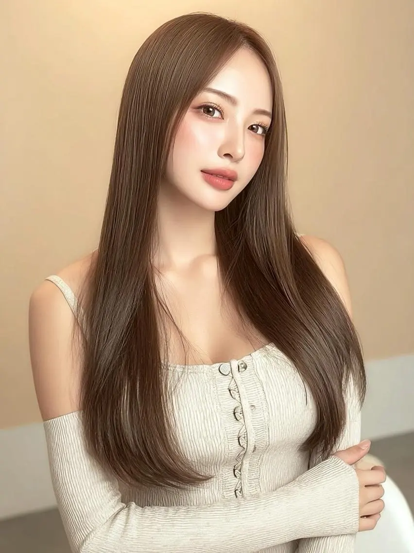 ロング 髪質改善 韓国風ヘア 縮毛矯正 ヘアカラー 縮毛矯正 畑 大樹のヘアスタイル