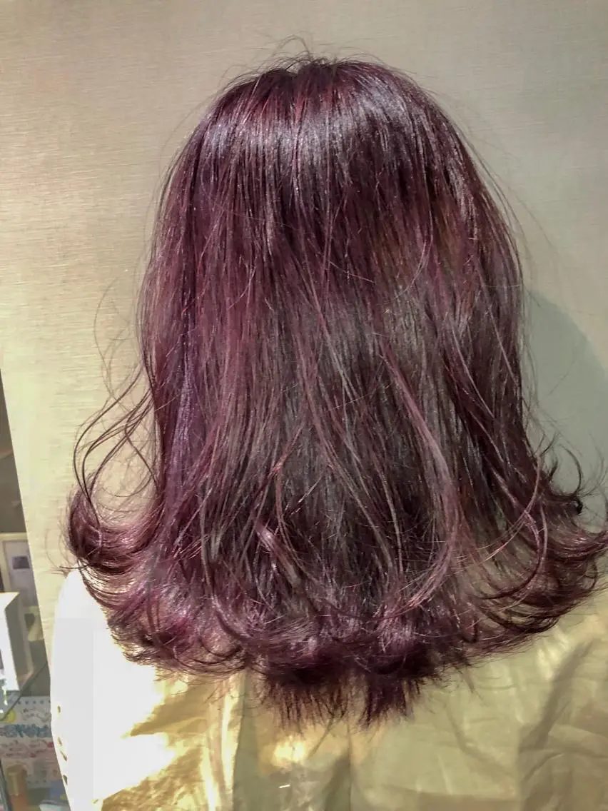 ミディアム カラー ヘアアレンジ ブリーチ パープルカラー ハイライト/髪質改善 ans/黒木 和大のヘアスタイル