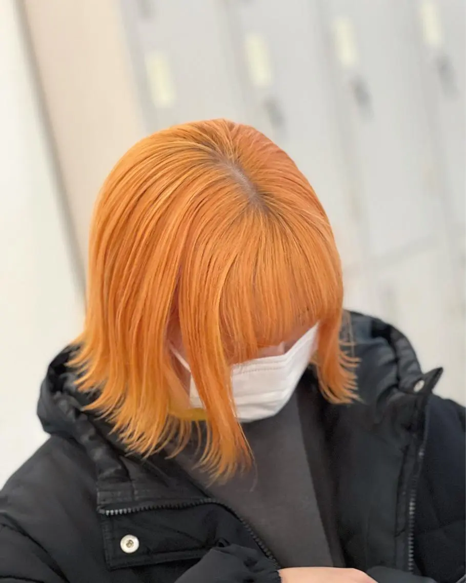 ショート カラー オレンジ ヘアカラー トリートメント ブリーチ特化 梅田本多翔のヘアスタイル