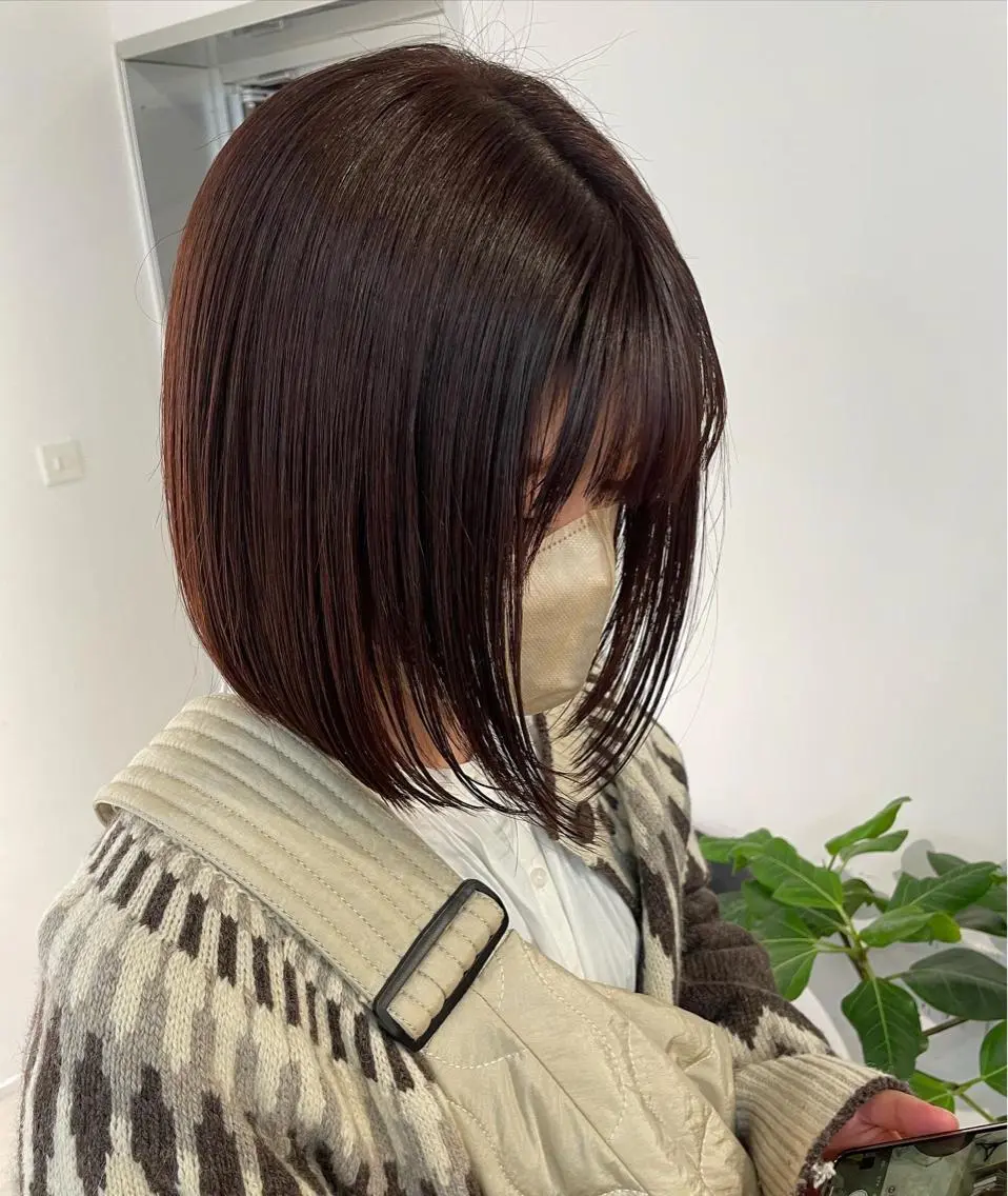 ミディアム カラー ブラウンカラー ボブ カット ヘアカラー トリートメント fit/ madokaのヘアスタイル