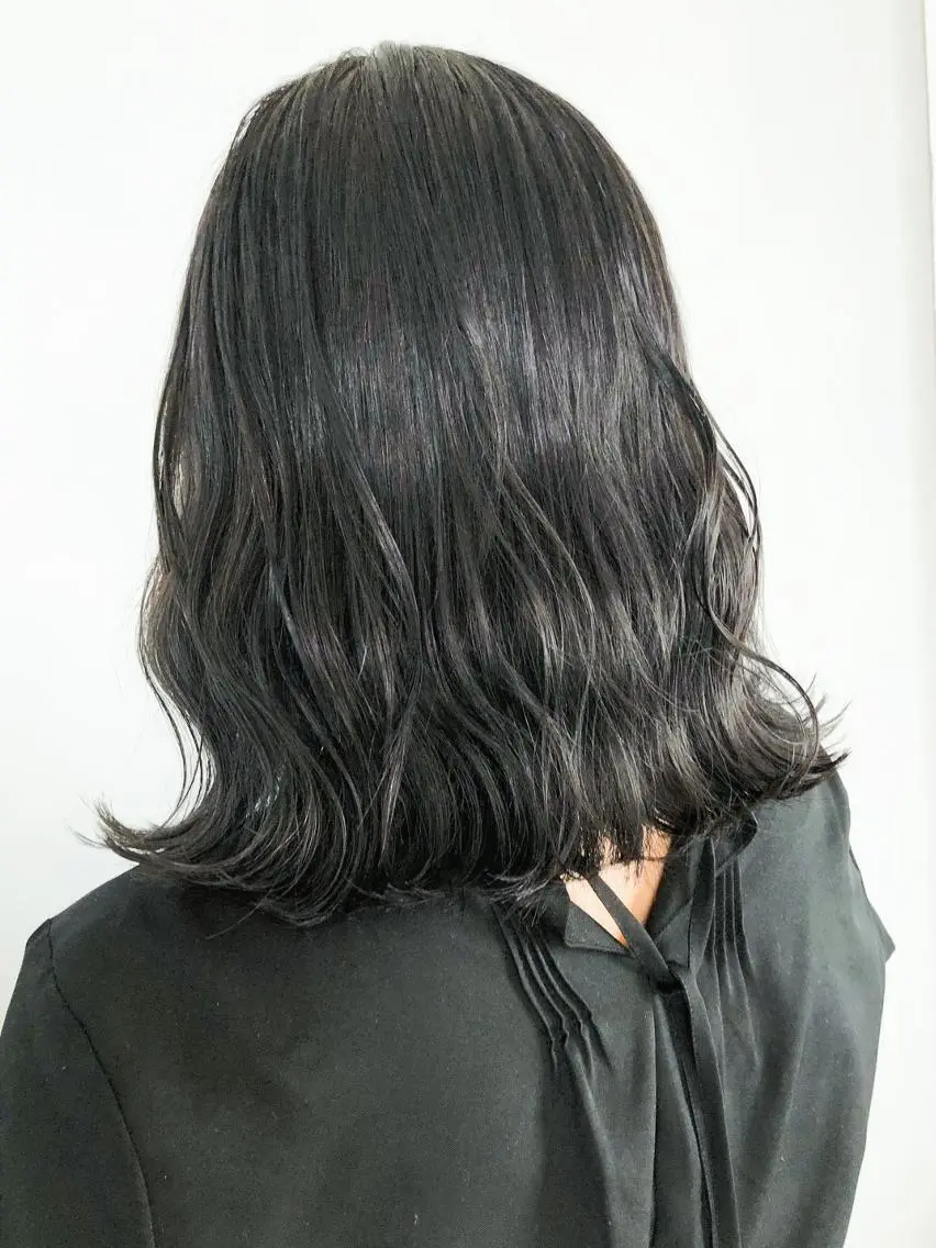ミディアム カラー パーマ ヘアアレンジ ダークグレー ボブ ITbyALBUM 中野店のヘアスタイル