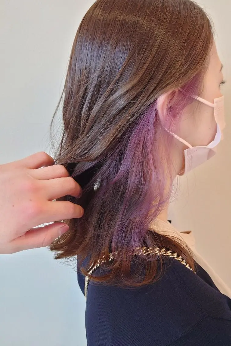 ミディアム カラー インナーカラー カット ヘアカラー 東梅田/艶カラー/ 大貫一輝のヘアスタイル