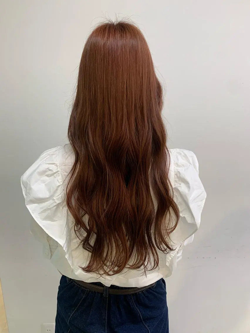 ロング カラー ブラウンカラー ピンクカラー ピンクブラウン 髪質改善 ヘアカラー トリートメント 🍒韓国暖色ヘア NO.1🍒🪽のヘアスタイル