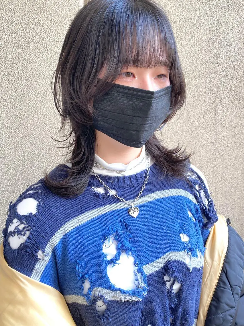 ミディアム ウルフカット 武内 凌レイヤーカット🐺のヘアスタイル