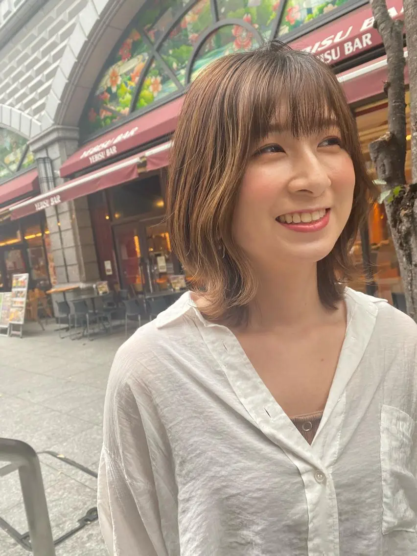 ミディアム カラー パーマ ヘアアレンジ 🌿レイヤー/ブリー チ/🌿‬JINのヘアスタイル