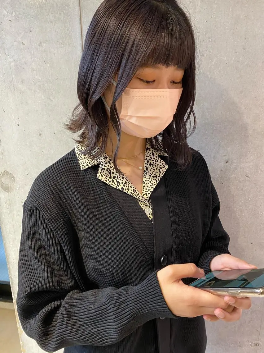 ミディアム カラー グレージュ ラベンダーカラー ラベンダーグレージュ ラベンダーグレー ボブ 外国人対応 佐久間のヘアスタイル