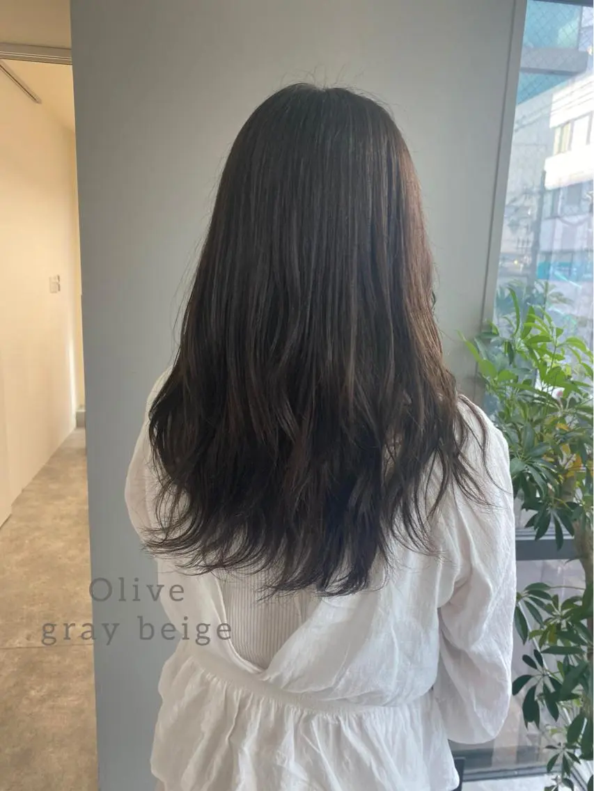 セミロング カラー ヘアアレンジ グレージュ オリーブグレージュ オリーブグレー ヘアカラー ボブ /ニュアンス/ satomi🧸💖のヘアスタイル