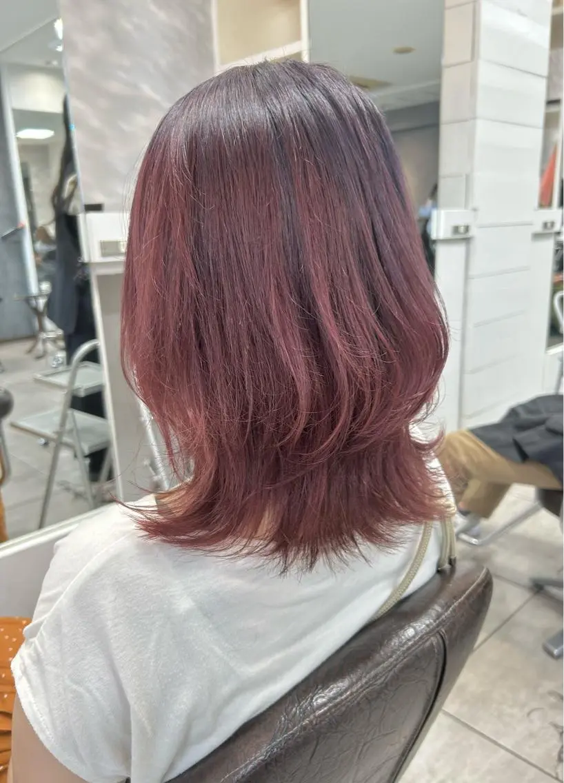 ミディアム レイヤーカット カット ヘアカラー レイヤー/艶髪カラー 森本くるみのヘアスタイル